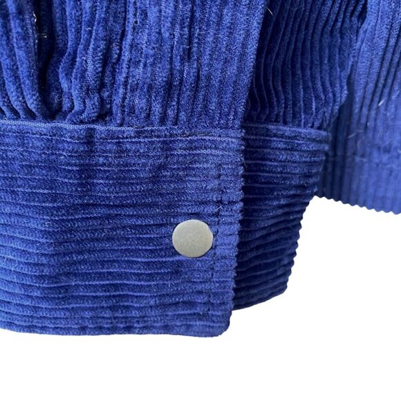 American Eagle Corduroy Shirt Jacket Medium Mens Navy Blue Snap Front Pockets - Picture 8 of 10